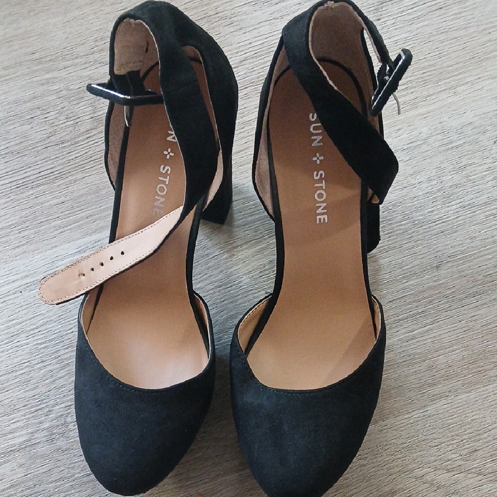 Sun + Stone Black Suede Women's Heels